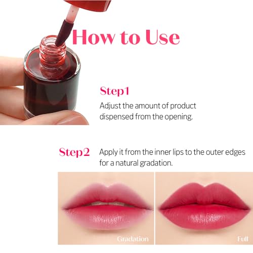 ETUDE Dear Darling Water Tint - Cherry Ade (9g) | Vivid Color Lip Stain with Moisturizing Weightless & Non-sticky Finish Lip Stain | Smudge-proof Lip Tint | Korean Makeup, Kbeauty