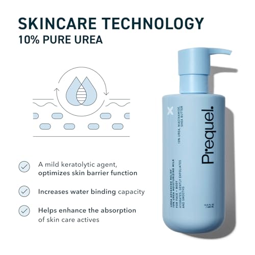 Prequel Skin Urea Advanced Relief Moisturizing Milk, 10% Urea Lotion for Face and Body, Unscented, Hydrating Cream for Extremely Dry Skin, Soothing for Sensitive Skin - 6.75 fluid ounce (Pack of 2)