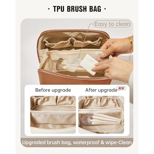 EACHY Travel Makeup Bag,Large Capacity Cosmetic Bags for Women,Waterproof Portable Pouch Open Flat Toiletry Bag Pattern Makeup Bag
