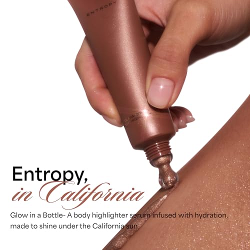 ENTROPY MAKEUP Glow Serum Body Highlighter, 75% Water-Rich Serum with Skincare Ingrediants, Buildable Radiance, Silky Lightweight for Face & Body, Crystal Pink Luminizer, Sugar Lit