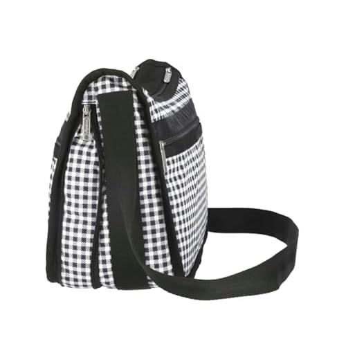 LeSportsac Gingham Check Noir Deluxe Everyday Crossbody Bag + Cosmetic Bag, Style 7507/Color U254, Sleek Black & Crisp White Unite in Bold Modern Classic Gingham Check, Sophisticated & Elegant