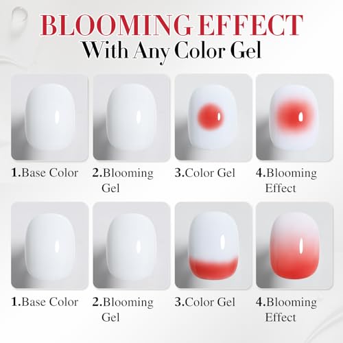 Double Rhythm Blooming Gel Polish 15 ml Clear Blooming Nail Art Polish for Spreading Effect DIY at Home 0.5 Oz (Clear)