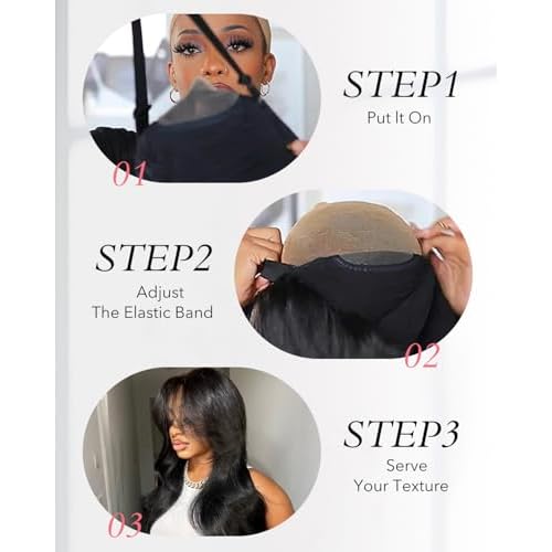 Face-Framing Layered Curtain Bangs Glueless Wigs Human Hair Pre Plucked Pre Cut HD Lace Front Wigs 6x6 Ready to Wear Butterfly Haircut Closure Wig Human Hair with Layered Curtain Bangs 18 Inch