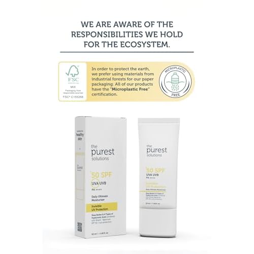The Purest Solutions Invisible UV Protection (Daily Intensive Moisturizer SPF 50+) - Hyaluronic Acid & Shea Butter for Daily Hydration - Sunscreen - Anti-Aging Care - All Skin Types (1.69 fl. oz)