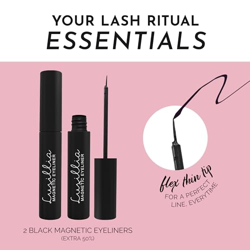 Luxillia Magnetic Eyeliner for Magnetic Eyelashes, Upgraded Strongest Hold, Most Natural Look, Waterproof, Smudge Proof Liquid Liner in Black