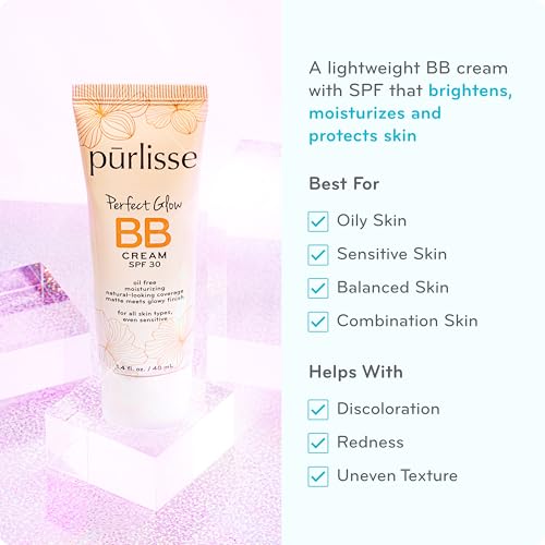 p?rlisse Perfect Glow BB Cream with SPF 30 - Matte Meets Dewy Finish - Enriched with Goji & Hawthorn Berry to Help Improve Skin Texture & Radiance - Light Medium (1.4 oz)