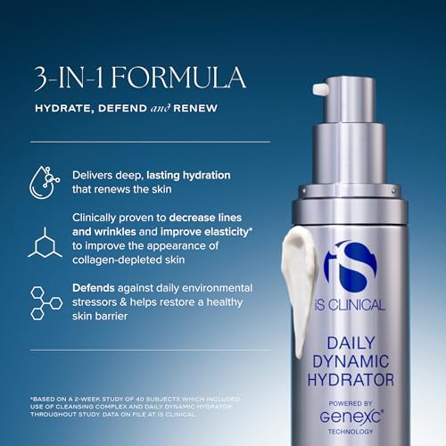 iS CLINICAL Daily Dynamic Hydrator, Hydrating Anti-Aging Face Moisturizer with Hyaluronic Acid, Repairs and Protects Skin, Powered by GeneXC Technology