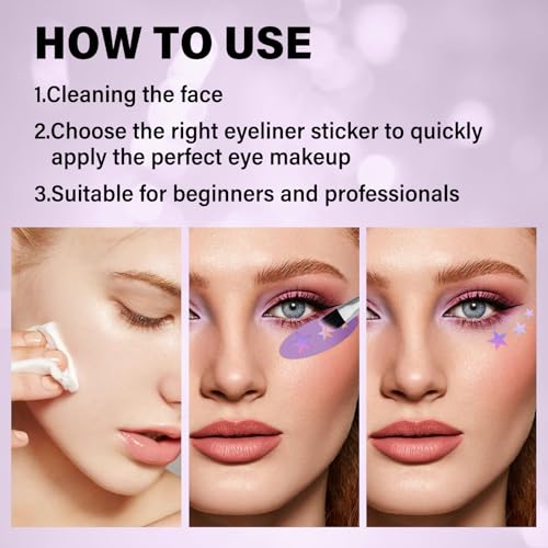 8 Sheets Eyeliner Stencil Stickers, Star Eye Winged and Smokey Eyeshadow Applicators Shaper Tool, Makeup Stencils Stickers for All Eye Shapes
