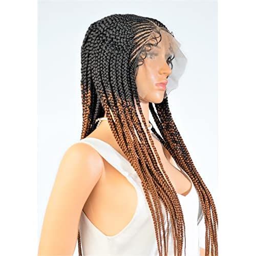 Wow Braids Cornrow Side Part Braids Synthetic Lace Front Wig - Ombre Color 2/30-26 Inches. Light Synthetic Hand Braided Wigs for Black Women.