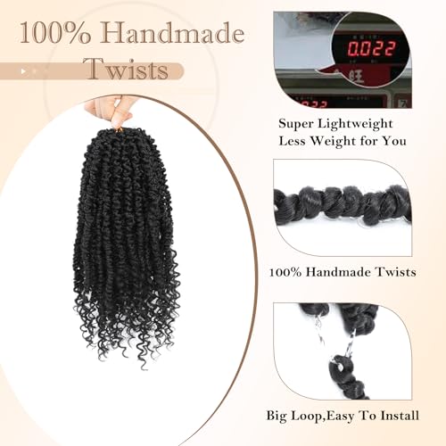 Passion Twist Crochet Hair,14 Inch 9 Packs Pretwisted Passion Twist Hair, Soft Pre Looped And Pre twist Crochet Hair For Women,Black Curly Crochet Braids(14in,1B#)