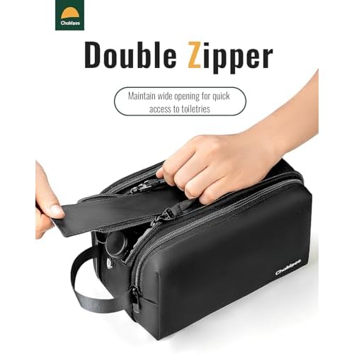 Toiletry Bag for Men - Travel Toiletries Organizer Dopp Kit Water Resistant Shaving Bag for Toiletry Accessories, Lightweight Cosmetic Bags with Zippers, Bathroom Essentials (Black)