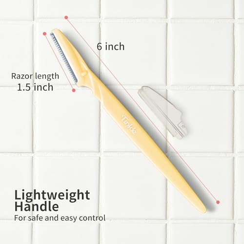 Tinkle Dermaplaning Tool 6ct, Dermaplane Razor for Women, Safe and Easy Peach Fuzz Remover, Eyebrow Trimmer with Protective Cover