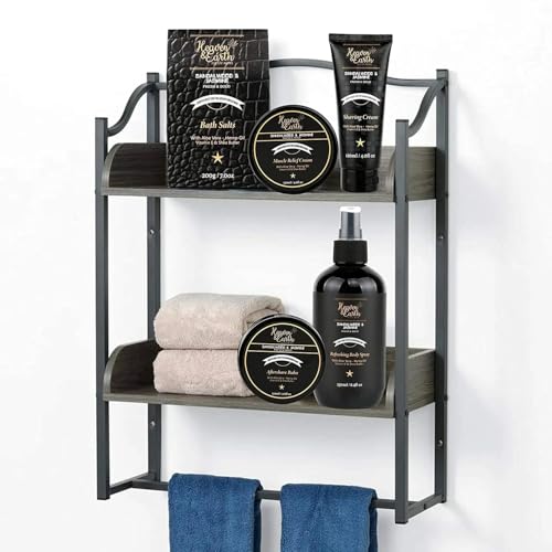 Grooming Gift For Men Natural Pinecone Peppermint Bath & Body Tote - Luxury Shaving, Skincare, Beard & Bath Self-Care Gift Set