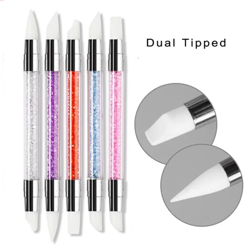 Silicone Sculpture Pen and Dotting Tool 10 Pcs Kit Double End Brushes for Nail Art Salon or at Home