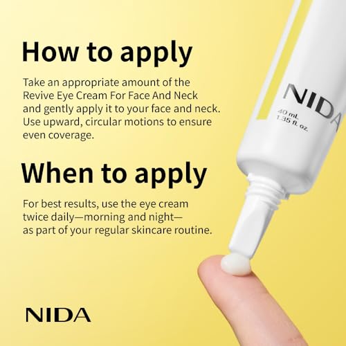NIDA Revive Eye Cream For Face And Neck | Probiotic Solution, Retinal, Peptide | Wrinkles, Fine Lines, Cell Turnover, Firm Skin Texture, Radiant Skin, Moisture Retention | 1.35 fl. oz., 40ml