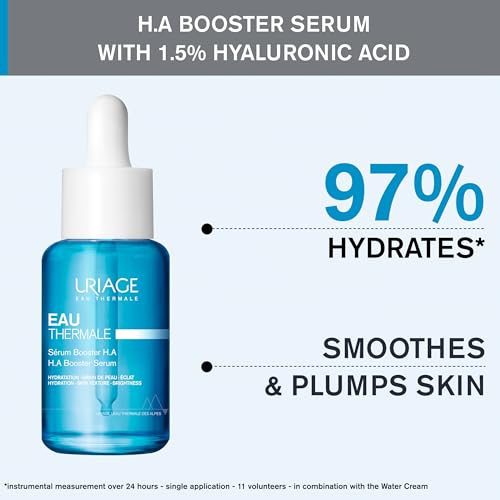 URIAGE Serum Booster H.A. | 1.5% Pure & Natural Hyaluronic Acid | Hydrates, Plumps, Smooths, Paraben Free, Non-Comedogenic, 30 mL / 1.01 oz