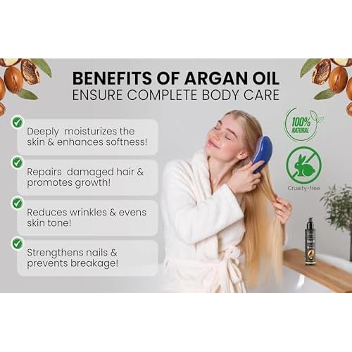?????????????? Moroccan Argan Oil 100% Pure USDA Organic Hair Treatment, Cold Pressed For Dry, Damaged, Curly & Frizzy Hair, Skin, Face, Body & Beard Natural Anti Aging for Women & Men, Large 3.38 oz