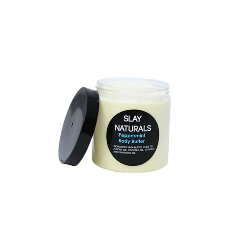 Slay Naturals’ Body Butter 8 oz | Moisturizing | SheaButter, Almond Oil, Olive Oil| Handmade Body Butter (Peppermint)