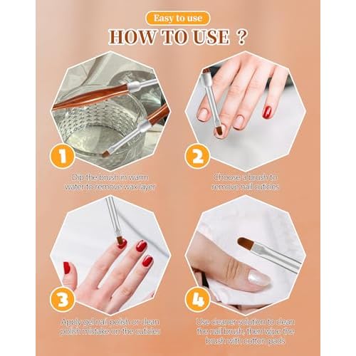 3PCS Nail Art Clean Up Brushes, Round/Angled/flat Acetone Resistant Gel Nail Polish Remover Brush, Nail Brushes for Tidying Up Polish Mishaps on Cuticles, and Nail Art Designs£¨Wood color£©