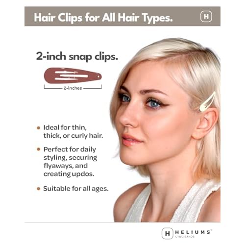 Heliums Snap Hair Clips for Women - Silver Gray - 2 Inch Metal Barrettes for Thin Hair and Kids, Neutral Colors - 12 Count