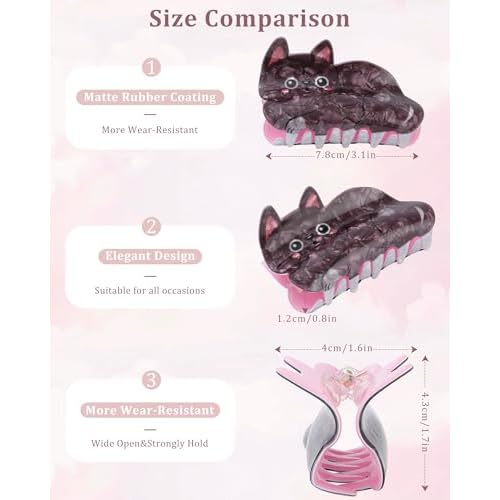 Molans 3Pcs Animal Claw Clips for Women, Small Cat Clips for Girls, Cute Hair Clamp Accessories Gift for Birthday Party