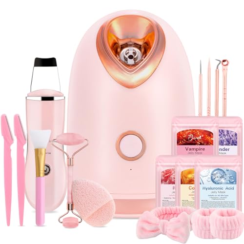 Facial Steamer Spa Kit, Skin Scrubber, Nano Ionic Face Steamer for Deep Cleaning Unclogs Pores, Warm Mist Humidifier Steamer for Face Home Sauna SPA
