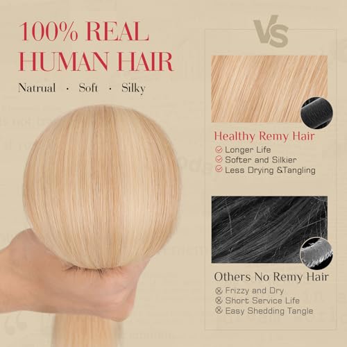 Rich Choices Real Human Hair Clip In Extensions-6 Pcs Single Clip Design-Invisible Clip in Extensions for Thin Short Hair-Hairpieces for Women-10 Inches #18P613 Ash Blonde Highlighted Bleach Blonde