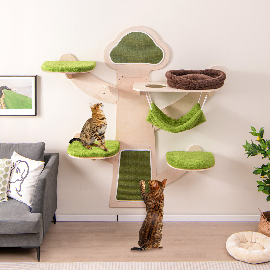 Wall-Mounted Cat Tower with Bed & Shelves - Green Variation of THIS Listing