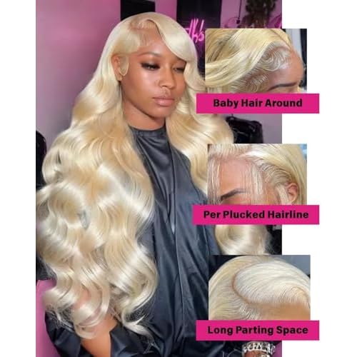 serwell 30Inch 613 13x6 Lace Front Wig Human Hair 200 Density Body Wave HD Lace Front Wigs Human Hair Pre Plucked Blonde Wigs Human Hair for Women True Length Easily Stained Longer Life