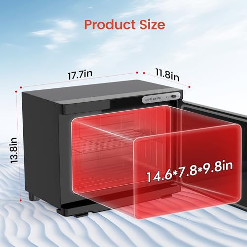 Towel Warmer, 23L Towel Warmer Cabinet Can Hold 32 Wet Facial Towels,Hot Towel Warmer Use for Spa, Hair Beauty, Salon - Black