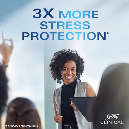 Secret Clinical Strength Antiperspirant Deodorant for Women, Stress Response, 3X Stress Protection, 72hr Sweat & Odor Protection, PH Balancing Minerals, Soft Solid, 1.6 oz (Pack of 3)