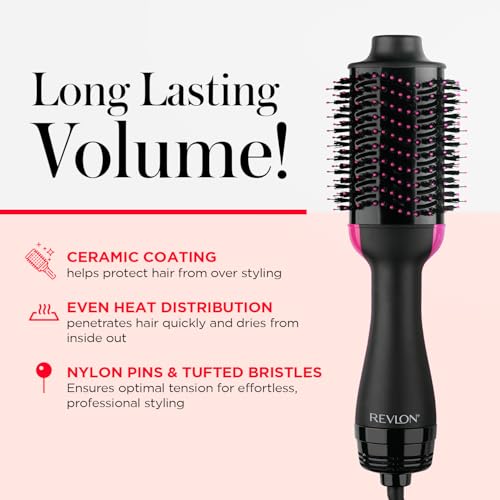 REVLON One-Step Volumizer Hair Dryer and Styler ? Easy Salon-Style Blowouts ? Less Frizz, More Shine, and Reduced Heat Damage, for All Hair Types and Lengths (Black)