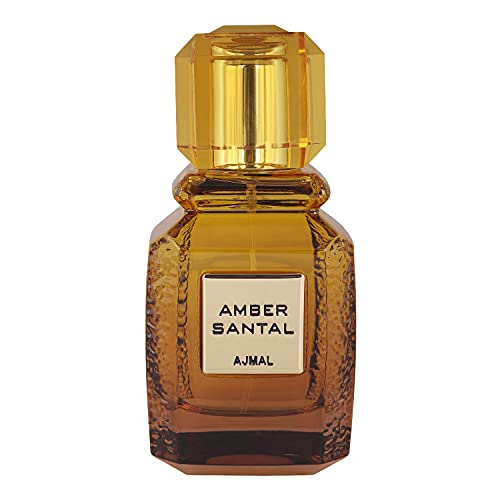 Ajmal Amber Santal Eau de Parfum 3.4 oz / 100 ml ? Unisex Spicy, Woody & Ambery Fragrance with Sandalwood, Incense & Nutmeg | Long-Lasting Luxury from Dubai