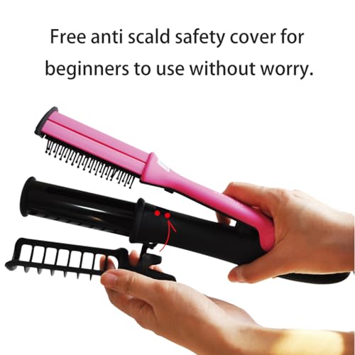 2-in-1 Professional Hair Straightener and Curler, LCD Display, 360¡Æ Rotating Cord, Ceramic Plates, 13 Heat Settings, Black/Pink