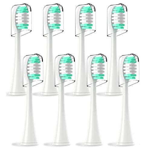 Replacement Toothbrush Heads Compatible with Aquasonic Vibe Series - 8 Pack Electric Brush Heads Compatible with Aqua Sonic Black Series/Black Series Pro/Duo PRO Series (White)