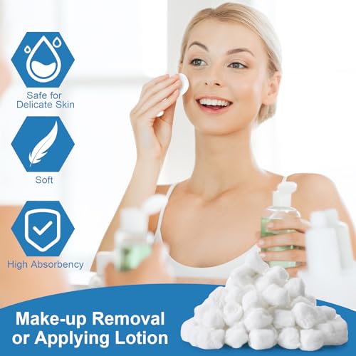 3000 Pcs Cotton Balls Bulk Medium Size Organic Pure Cotton Balls for Makeup Remover, Nail Polish Remover and More