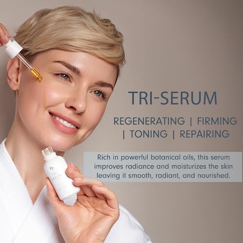 Formulae Prescott Tri-Serum, 3-in-1 Facial Serum with Natural Ingredients to Regenerate, Firm & Tone, and Repair Skin Barrier Function + Address Fine Lines and Wrinkles, For All Skin Types, 30 ml, 1 Fl Oz