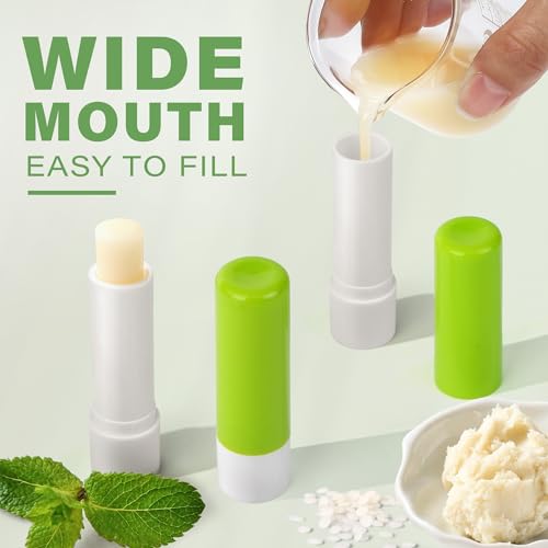 LotFancy Lip Balm Tubes Empty, 28Pcs 4.5ml, BPA Free & Leak Free, Durable Lip Balm Container Tubes with Green Caps, Refillable & Reusable