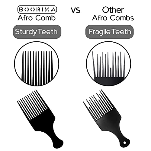 Afro Hair Pick Comb for Women & Men, 7.5 In Smooth Sturdy Wide Tooth for Detangling & Styling - Pack of 2