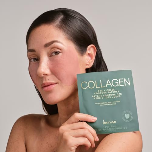Karuna Skin - Collagen Hydrogel Eye & Cheek Mask, 2-Piece Hydrating & Rejuvenating Patches, Age-Defying, Deeply Moisturizing, Targets Fine Lines & Puffiness, 4 Pack