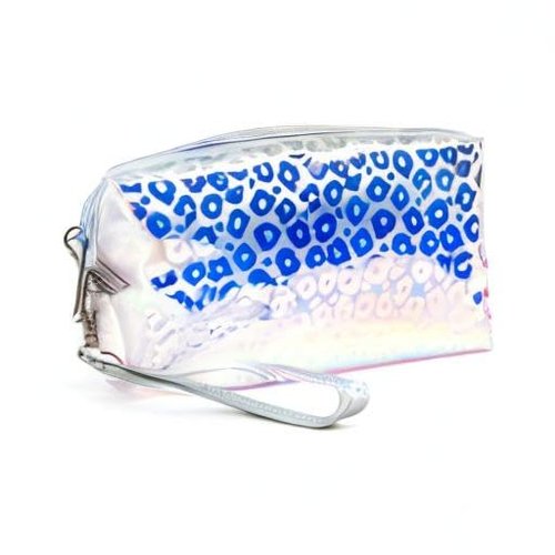 Small Makeup Bag for Purse Zipper Pouch Travel Cosmetic Organizer for Women and Girls (Leopard Hologram)