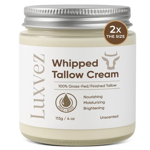 Beef Tallow for Skin: Whipped Tallow Face Moisturizer - 8H Hydration & Nourishment for All Skin Types - Beef Tallow Face Moisturizer 4 Oz