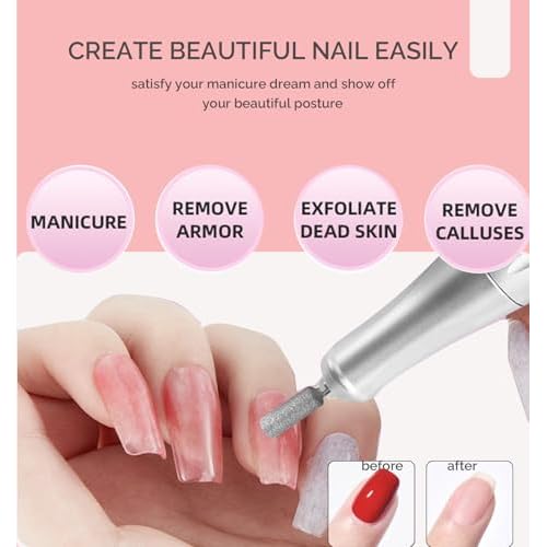 Professional Nail Drill ,OBEEGOO Electric Nail Drill 40000RPM Portable Electric E File Portable Acrylic Nail File Tools for Gel Nail ,Nail Beauty Salon (Pink)