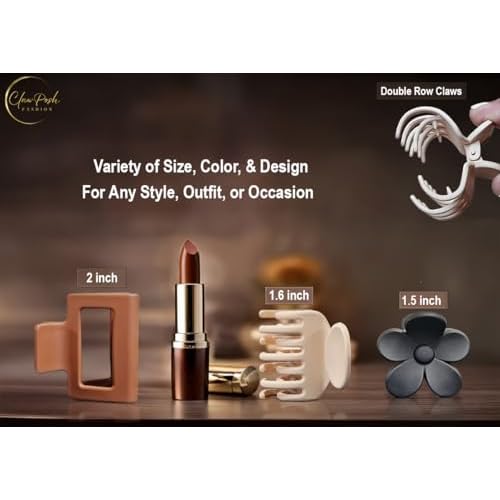 12 Pack- Hair Clips for Women Thin/Medium or Short Hair- Double Row, Rectangle & Flower Small Claw Clips for Girls Thin Hair in Matte Neutral Colors- (Size 2¡± 1.6¡± & 1.5¡±)