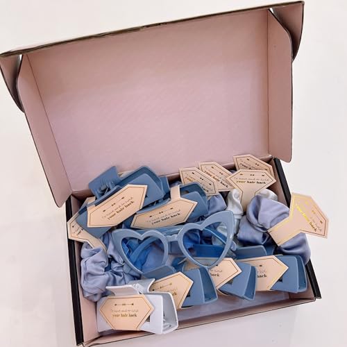 Bridesmaid Scrunchies Proposal Gifts Bachelorette Hair Claws Clips Girls heart sunglasses for Wedding Party Favors (40pcs Blue box)