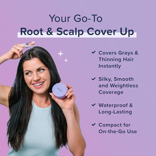 TRUHAIR Root & Scalp Cover Up Pressed Powder Compact, Waterproof, Weightless Hair Coverage & Bald Spot Concealing, Root Touch Up Hair Color for Gray Coverage & Thinning Areas, 0.35 Oz (Dark Brown)