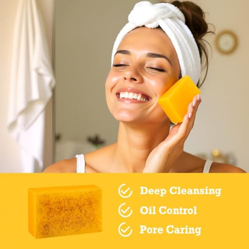 Turmeric Wash and Care 4-Piece Set ? Facial Cleanser with Brush, Soap Bars , Soft Face Cleansing Pads and Turmeric Oil ? Turmeric Face Wash Kit, Turmeric Skincare Set