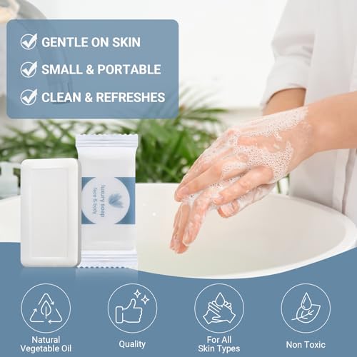 Kacctyen 200 Pcs 0.35oz Mini Bar Soap Bulk Individually Wrapped Bulk Hand Hotel Soap Bars Travel Size Toiletries for Vacation Hospitality Guest Bathroom Rentals