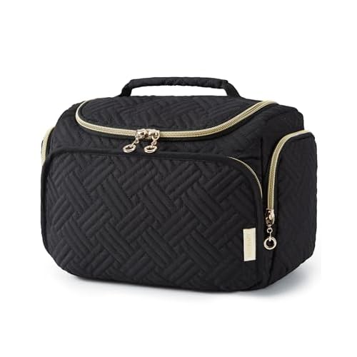 BAGSMART Travel Toiletry Bag for Women, Cosmetic Bag Makeup Bag Organizer with Handle, Travel Bag for Toiletries, Travel Accessories, Full Sized Container