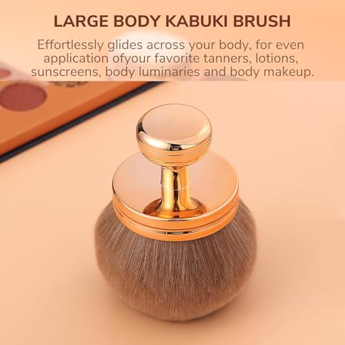 KINGMAS Extra Large Body Makeup Brush for Self Tanner, Self Tan Back Applicator, 66mm Wide-headed Kabuki Brush for Bronzers Blend Self Tanning Applicator, Oval Face Leg Makeup Brush (Rose-Gold)
